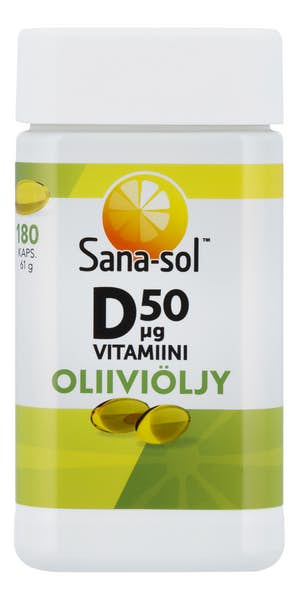 Sana-Sol D50ug vitamiini Oliiviöljy 180 kaps