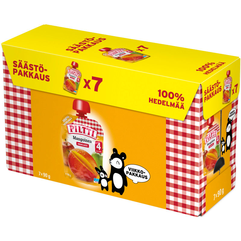Piltti 7x90g mangoinen hedelmäsose 4kk annospussi