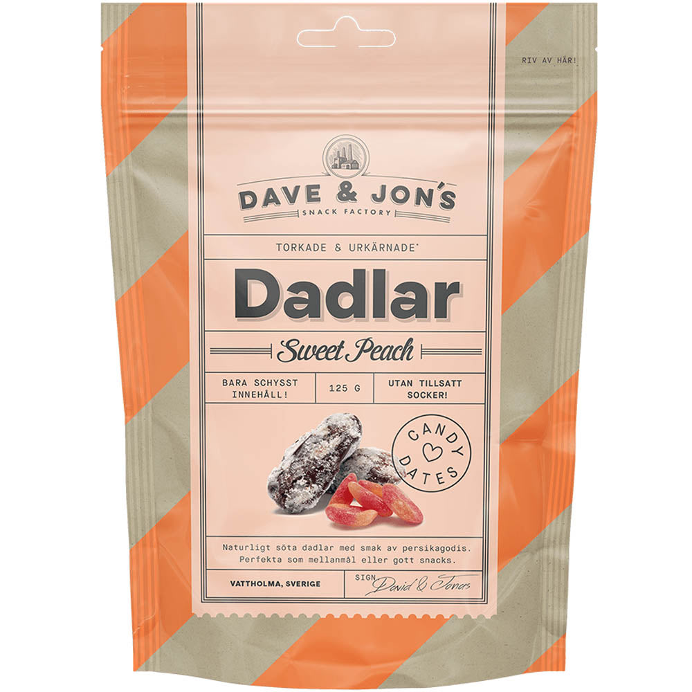Dave & Jons Sweet Peach karkkitaatelit 125g