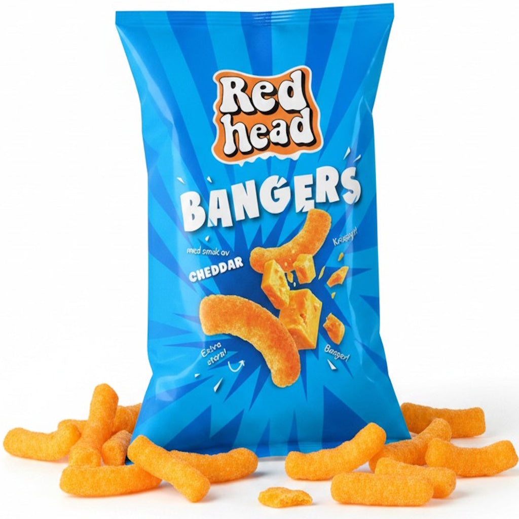 Redhead Bangers Cheddarjuusto snacks 100g