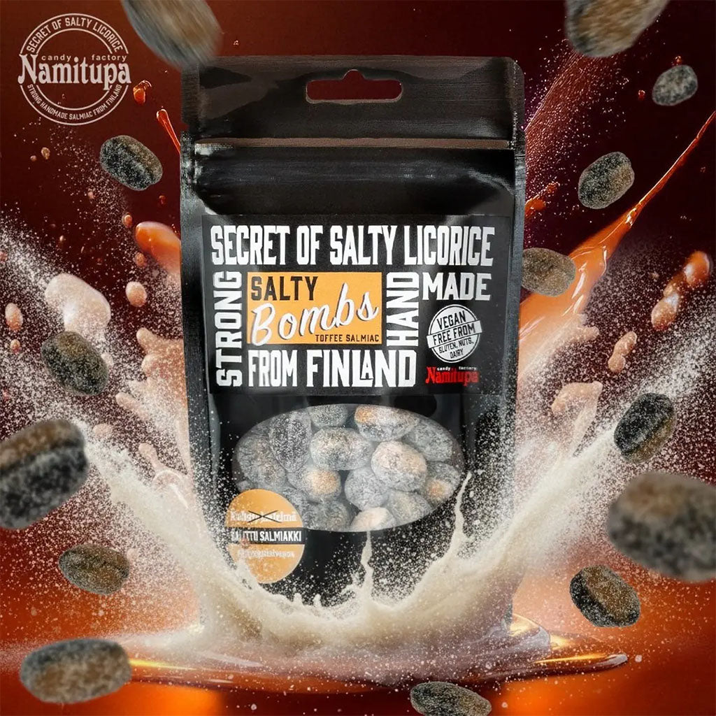 Namitupa Salty Bombs glykyrritsiinivapaa toffeesalmiakki 100g