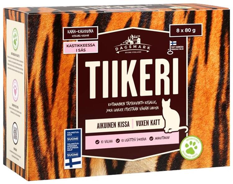 Dagsmark Tiikeri kanaa ja kalkkunaa kastikkeessa 8x80g