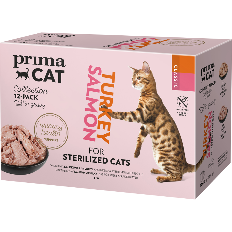 PrimaCat Kastikelajitelma monipakkaus steriloiduille kissoille 12 x 85g