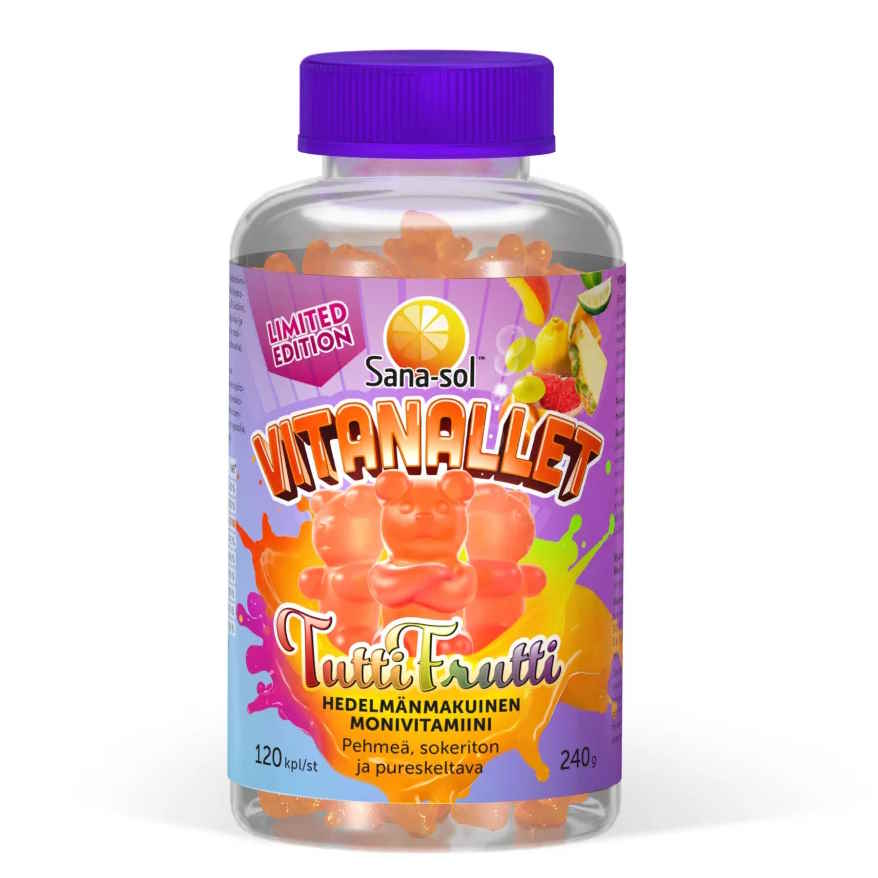 Sana-sol Vitanallet Tuttifrutti Monivitamiini Limited Edition 120kpl