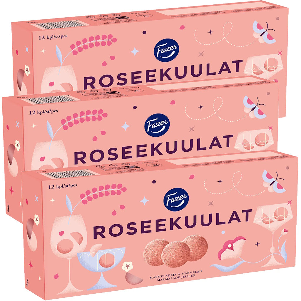 Fazer Roseekuulat makeisrasia 260g x 3kpl