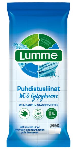 Lumme WC&Kylpyhuone Puhdistusliinat hajusteeton 60 kpl