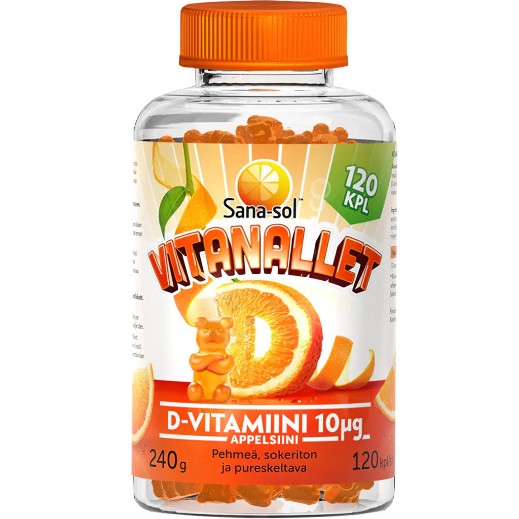 Sana-sol Vitanallet D-Vitamiini Appelsiini 120kpl