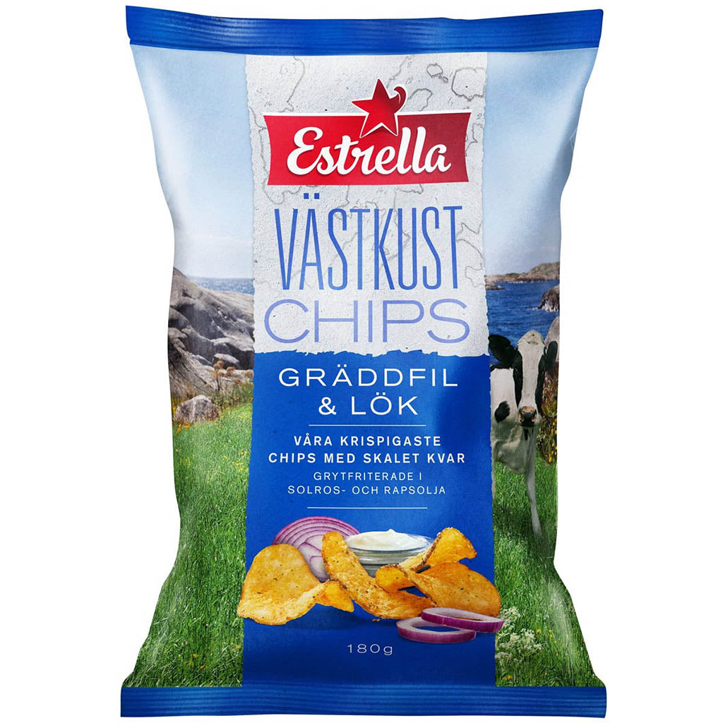 Estrella Maalaissipsi Kermaviili & Sipuli perunalastu 180g