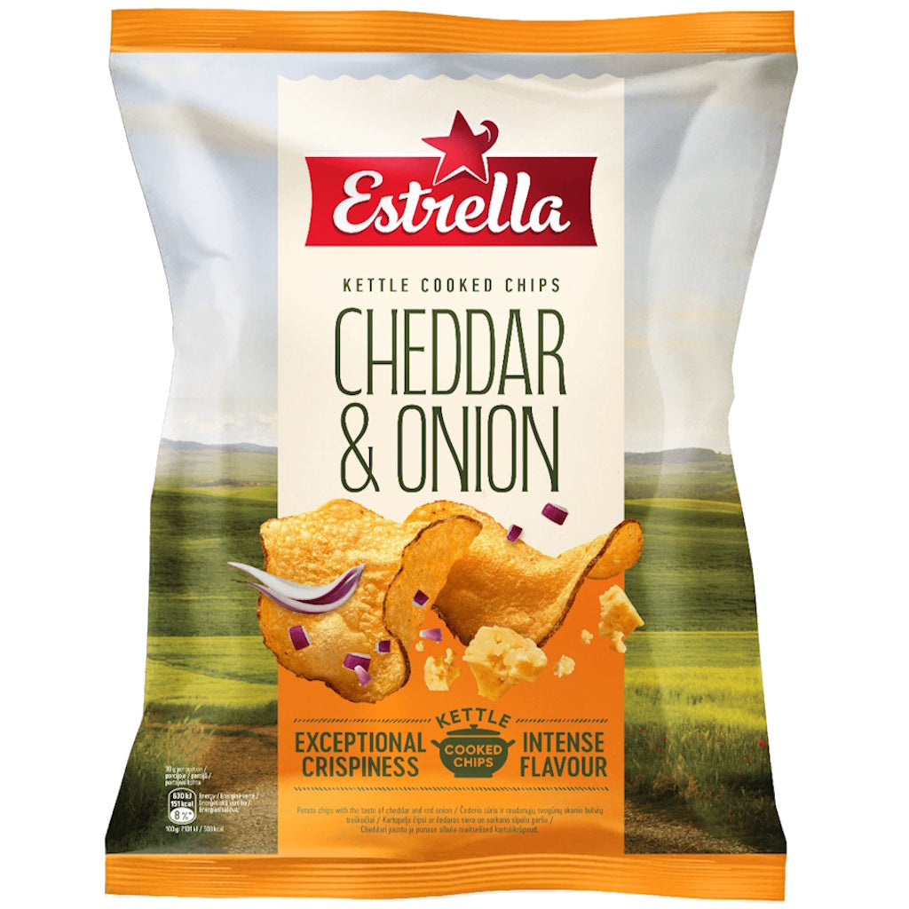Estrella Maalaissipsi Cheddar & Onion perunalastu 120g