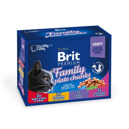 Brit Premium Liha-Kala Kastikelajitelma kissoille 12 x 100g