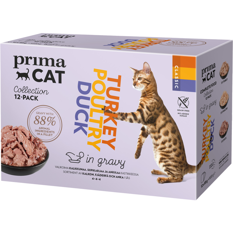 PrimaCat siipikarja-mix kastikkeessa 12 x 85g