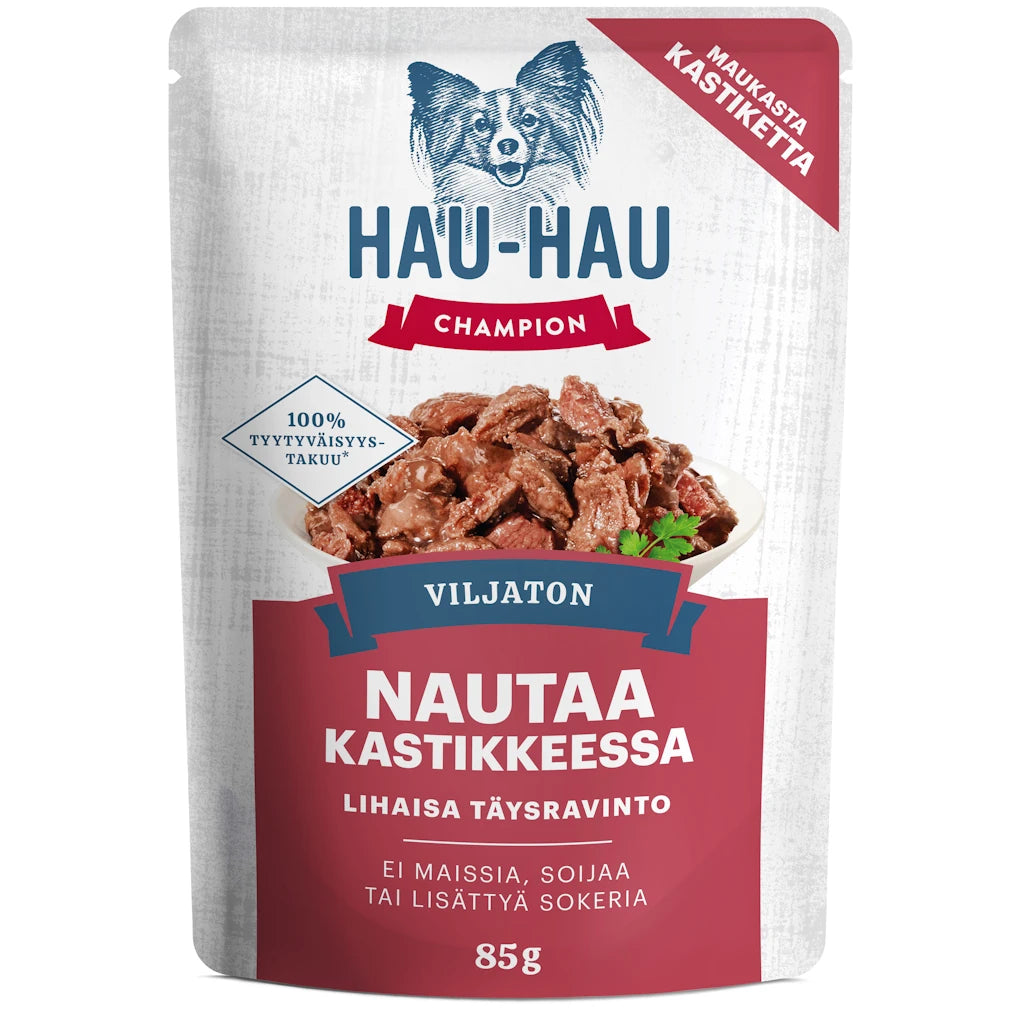 Hau Hau Champion Nautaa kastikkeessa koiralle 85g