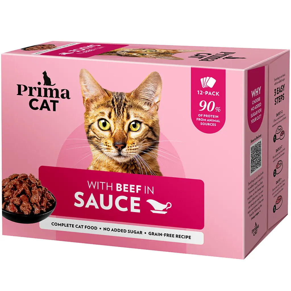 PrimaCat Nautaa kastikkeessa kissoille 85g x 12kpl