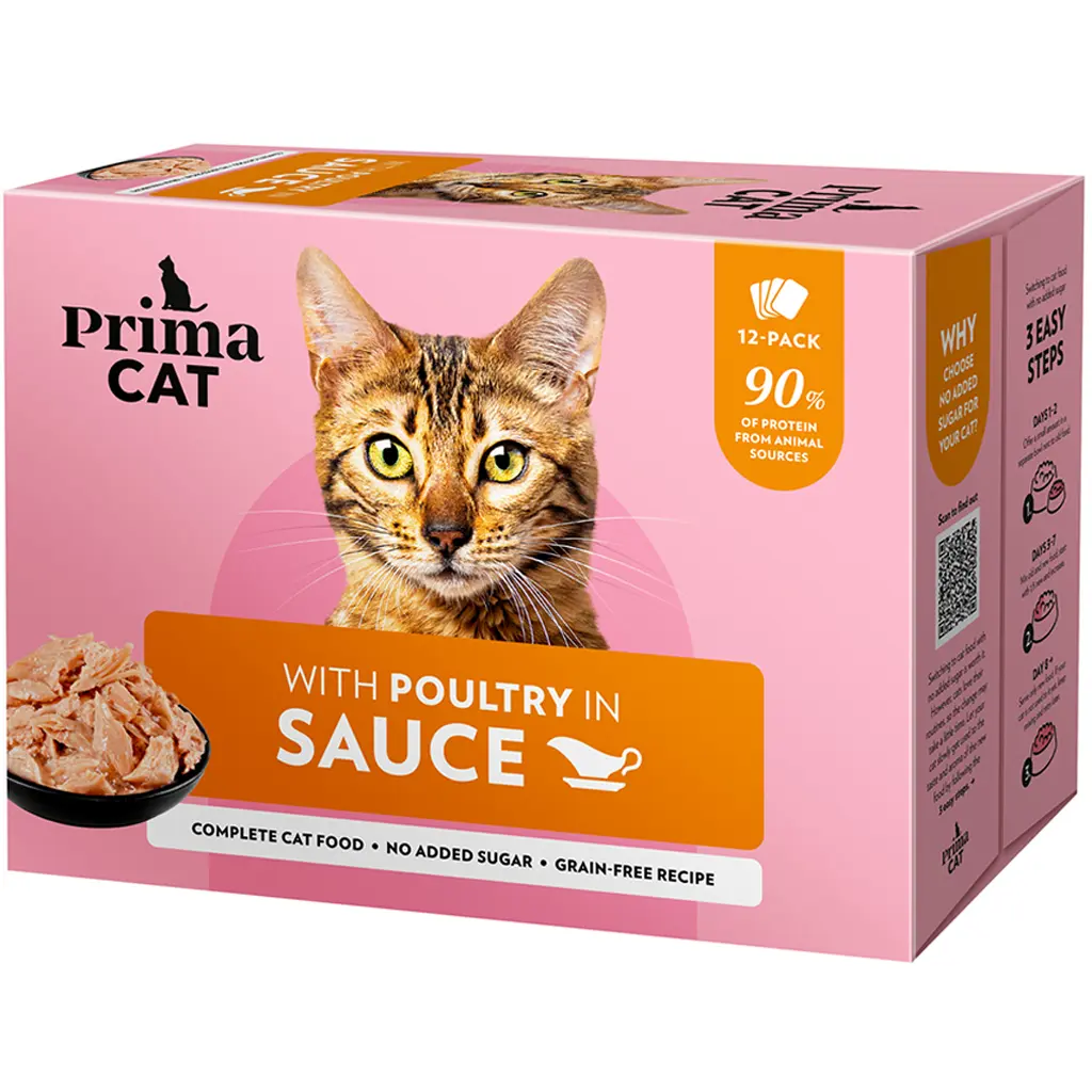 PrimaCat Siipikarjaa kastikkeessa kissoille 85g x 12kpl