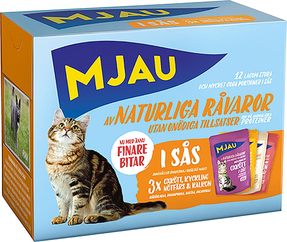 Mjau Lajitelma Liha kastikkeessa 12 x 85g