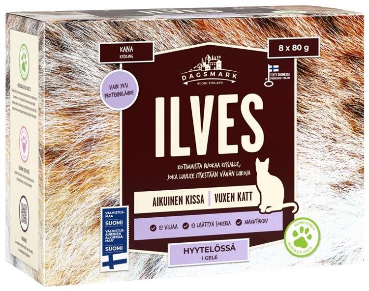 Dagsmark Ilves kotimainen kissanruoka 8 x 80g kana hyytelössä