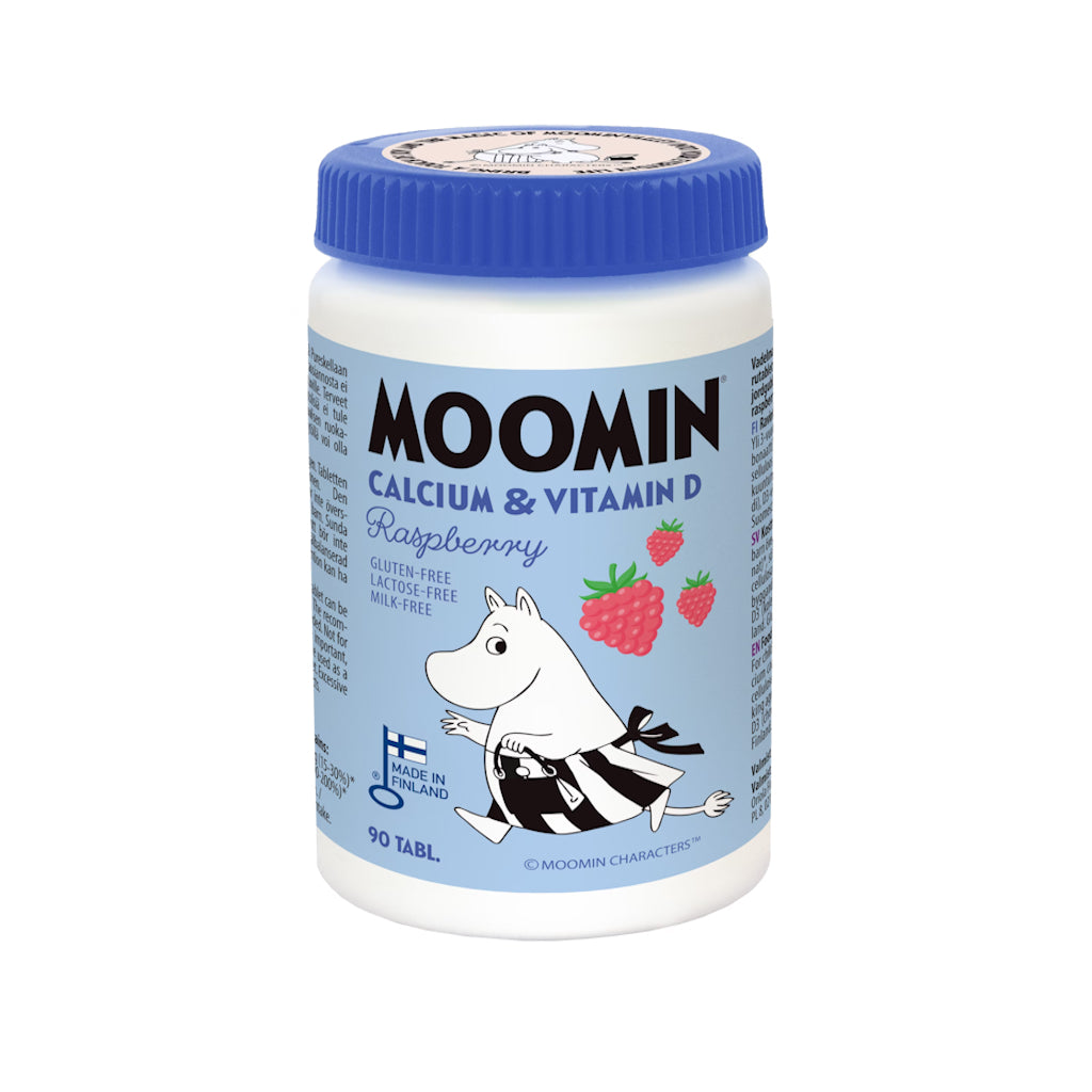 Moomin Kalsium & D-vitamiini vadelma purutabletti 90tabl