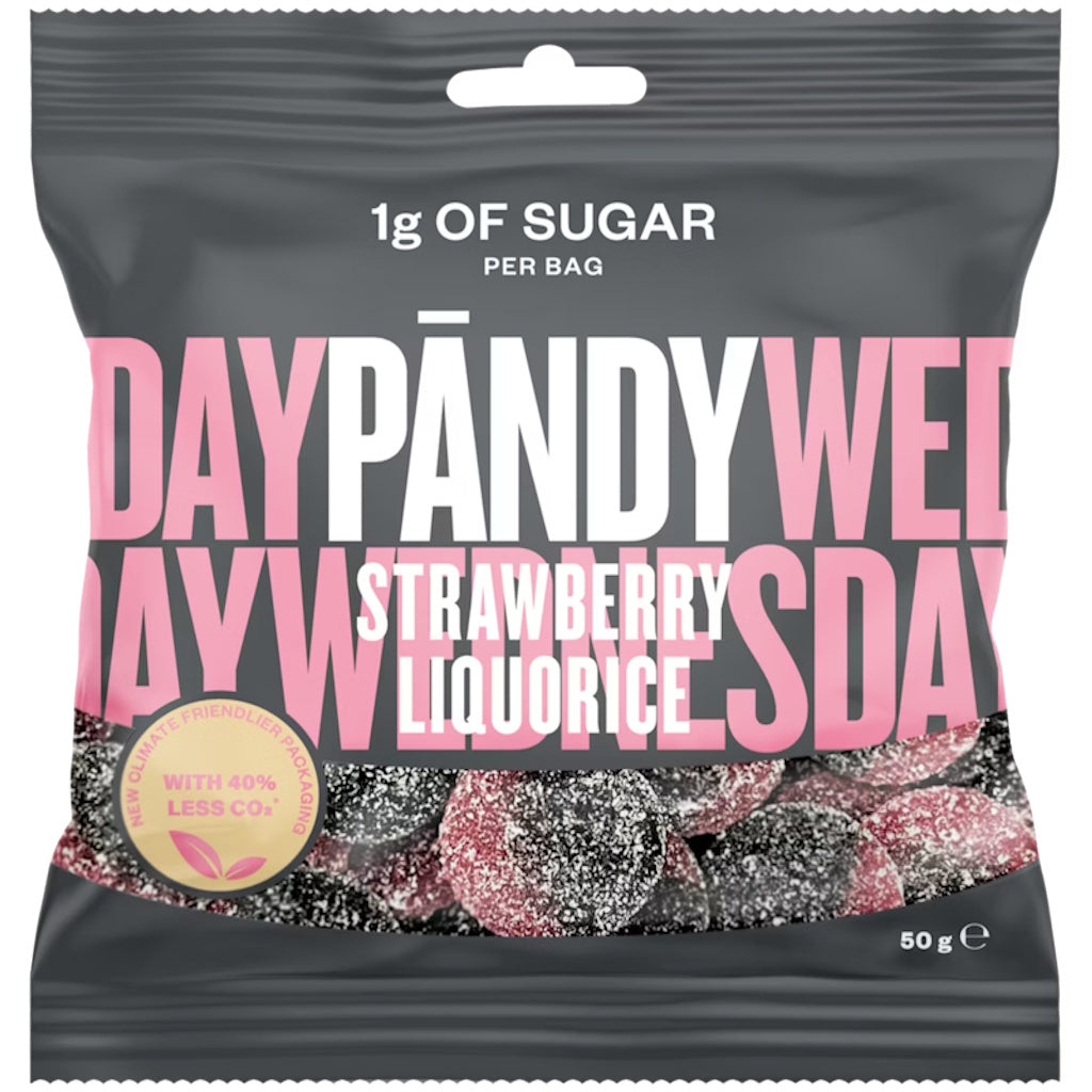 Pändy Strawberry Liquorice Mansikka Lakritsi makeispussi 50g