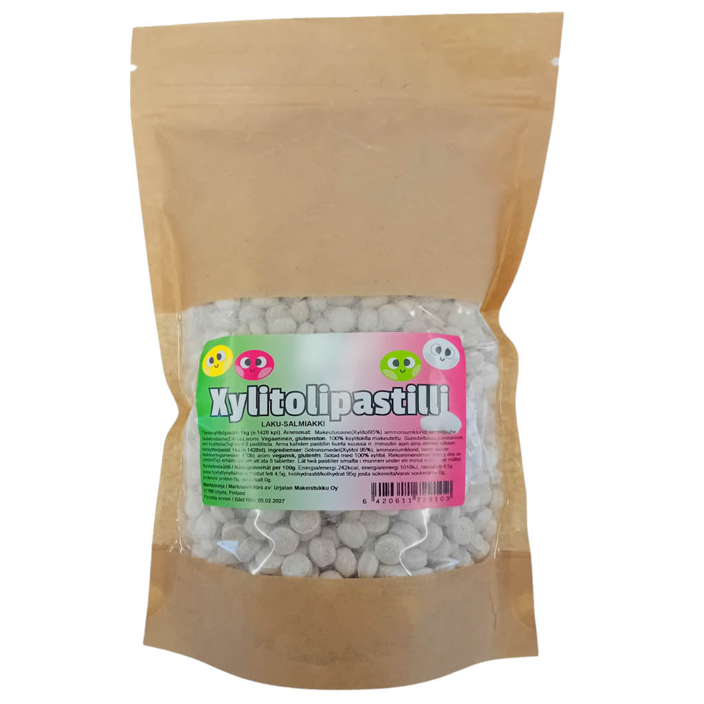 Makeistukun Xylitolipastilli Laku-Salmiakki 1kg (n. 1428 täysksylitolipastillia)