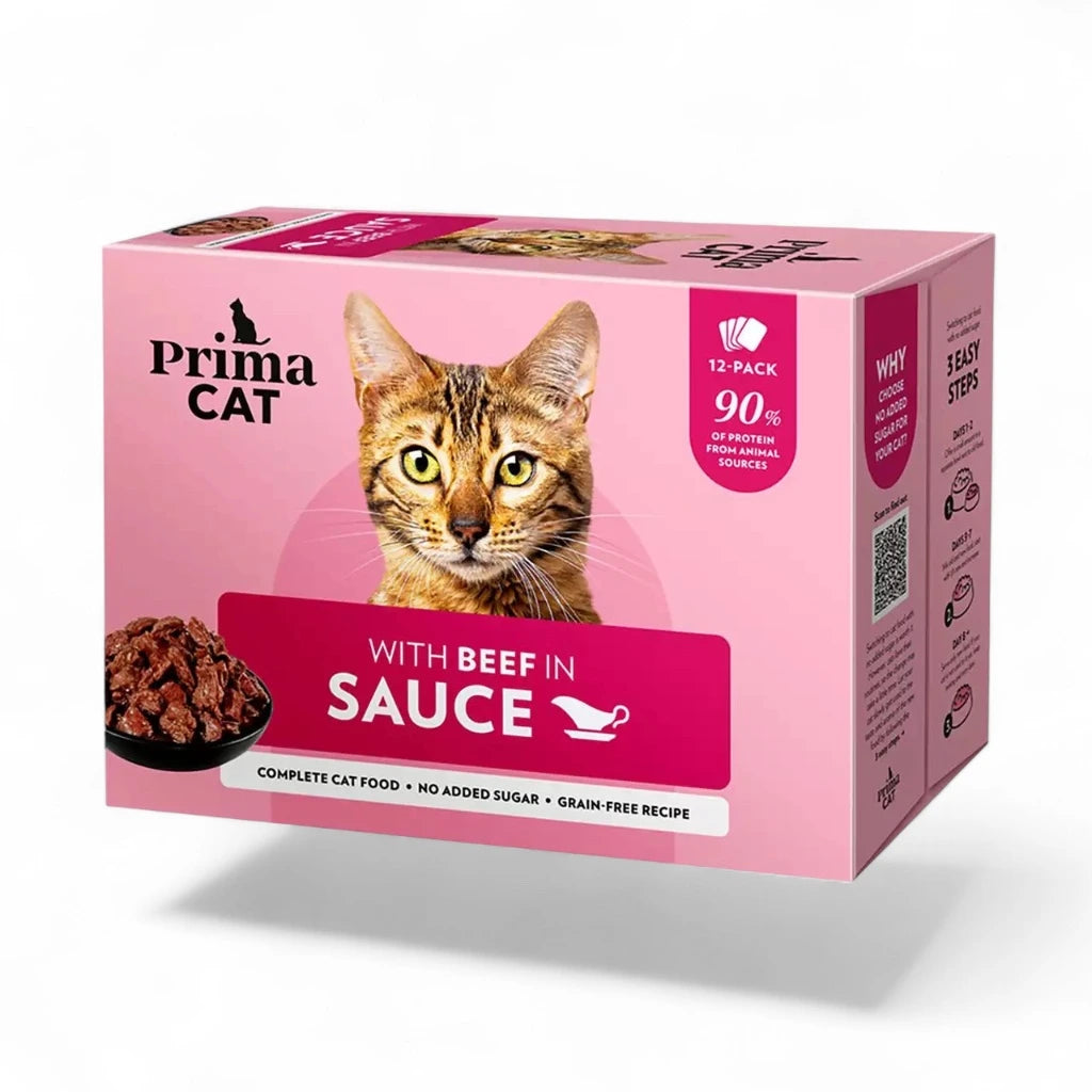 PrimaCat Nautaa kastikkeessa kissoille 85g x 12kpl