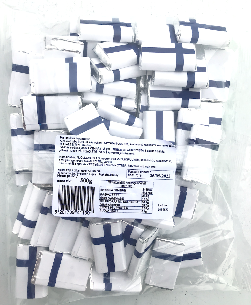 Suomen lippu maitosuklaapalat 75 kpl