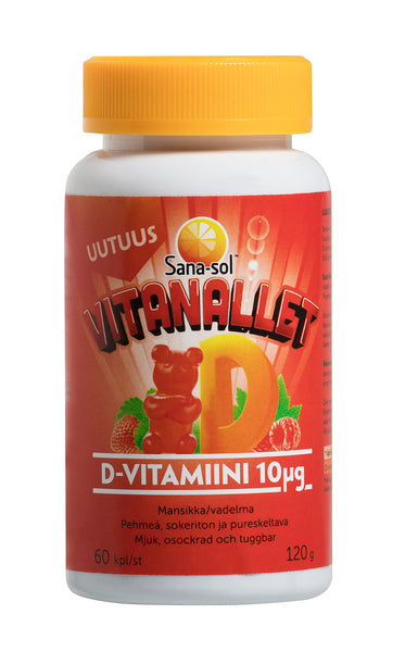 Sana-sol Vitanallet D-vitamiini mansikka-vadelma 60 kpl