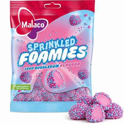 Malaco Sprinkled Foamies Sour Bubblegum makeinen 110g