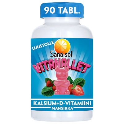 Sana-sol Vitanallet Mansikka Kalsium + D-vitamiini 90kpl