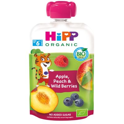 HiPP 6kk Luomu Smoothie Omena, Persikka, Mustikka ja Vadelma 100g