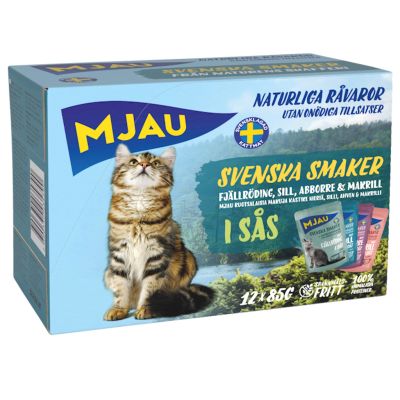 Mjau Lajitelma Svenska Smaker Kala kastikkeessa 12 x 85g