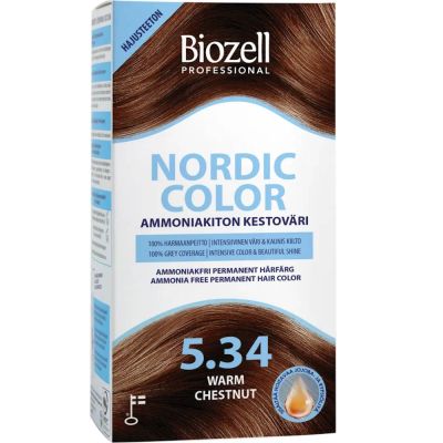 Biozell Professional Nordic Color kestoväri Warm Chestnut 5.34 2 x 60ml