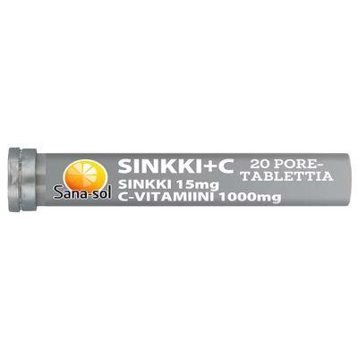 Sana-sol Sinkki+ C-vitamiini Appelsiini 20 poretabl