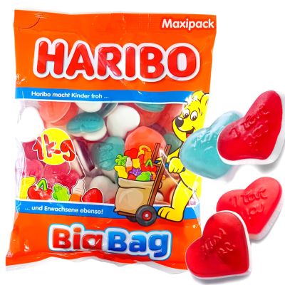 Haribo Mega Love Hearts Sydämet viinikumi-vaahtomakeiset 1kg
