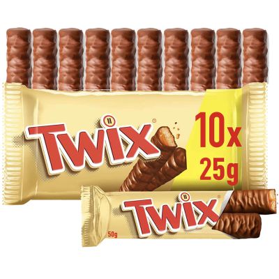 Twix suklaapatukka 5-pack (5 x 50g) (sis. 10 yksittäistä suklaapatukkaa)