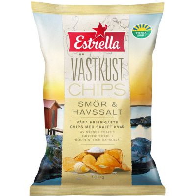 Estrella Maalaissipsi Voi & Merisuola perunalastu 180g