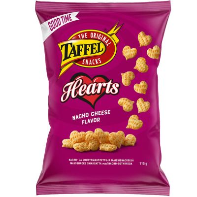 Taffel Hearts Nacho Cheese maustettu maissisipsi 115g
