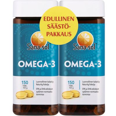 Sana-sol Omega-3 Kalaöljy rasvahappokapseli 2x150kaps