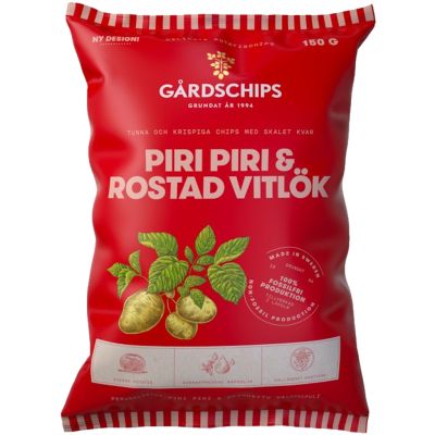 Gårdschips Piri Piri & Paahdettu Valkosipuli perunalastu 150g