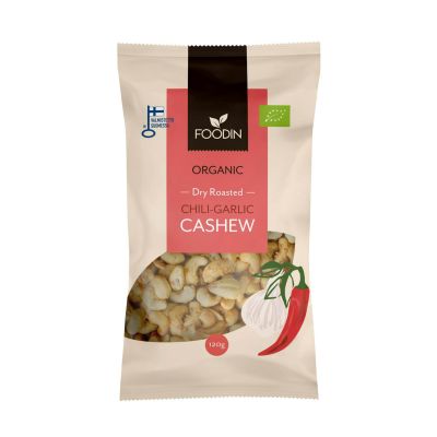 Foodin Luomu Paahdettu Chili-Garlic Cashew 120g