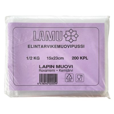 Elintarvikemuovipussi 1/2kg x 200kpl (15cm x 23cm)
