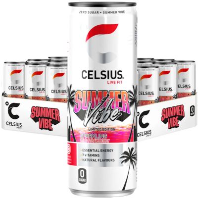 Celsius Summer Vibe Raspberry-Peach energiajuoma 355ml x 24kpl