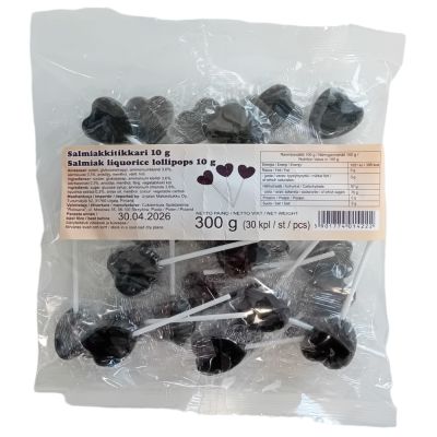 Salmiakkitikkari sydän 300g (n. 30 kpl)