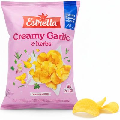 Estrella Creamy Garlic & Herbs perunalastu 170g