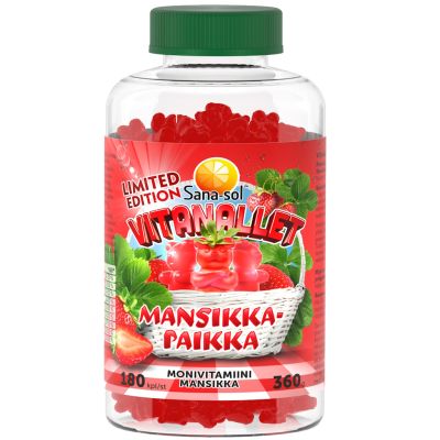 Sana-sol Vitanallet Mansikkapaikka monivitamiini 180kpl