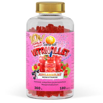 Sana-sol Vitanallet Juhlamarjat Monivitamiini 180kpl