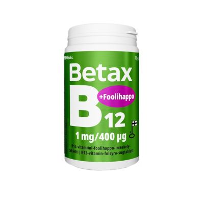 Betax B12 - 1mg + Foolihappo 100tabl
