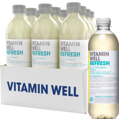 Vitamin Well Refresh Kiivi ja Lemonade hyvinvointijuoma 500ml x 12kpl
