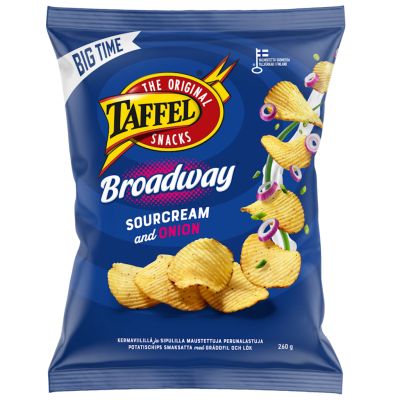 Taffel Broadway sourcream & onion perunalastu 260g