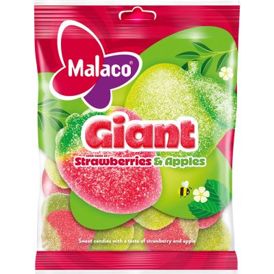 Malaco Giant Strawberries and Apples makeissekoitus 180g