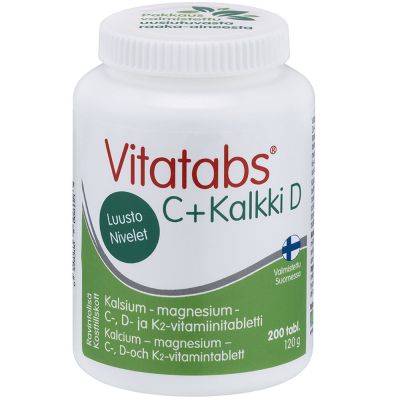 Vitatabs C + Kalkki D kalsium-magnesium-C-, D- ja K2-vitamiinitabletti 200 tabl
